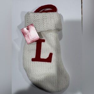 Letter L Wondershop Mini Christmas Stocking White Knit Target New
